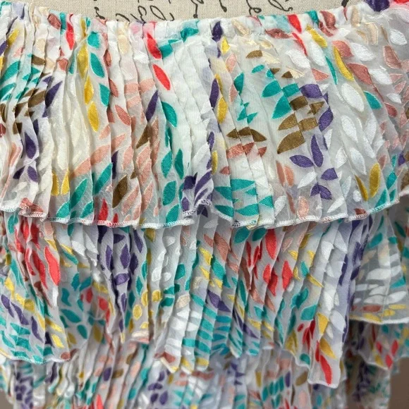 Michael Costello x Revolve Off the Shoulder Print Pleated Ruffle Dress Size S